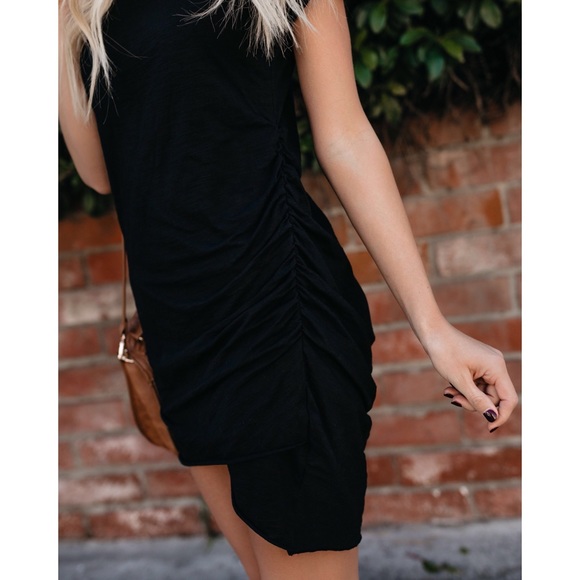 >>LAST<< Rachel Ruched Shirt Dress - Black - Picture 3 of 6